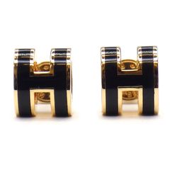 エルメス HERMES ピアス ポップH ポップアッシュ ミニ ノワール ブラック ラッカー GP 【中古】