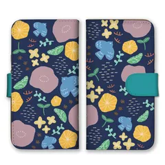 iPhone14 ケース 手帳型 アイフォン14 スマホケース 携帯ケース 北欧柄 鳥 バード 花柄 お花 フラワー 可愛い 大人女子 ネイビーブルー 紺色 おしゃれ カラー09