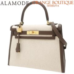 【新品】HERMES(エルメス) ケリー 28 (外縫い) モカ エクリュ ダークブラウン オフホワイトアイボリー トワルアッシュ スイフト ゴールド金具 B刻印 ハンドバッグ 2WAY ショルダー 肩掛け レディース 40802102978【アラモード】