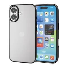 【特価商品】メタリック フレーム 薄型 ソフト クリア TPU ケース メタリックブラック 16 ワイヤレス充電対応 iPhone PM-A24AUCTMBK エレコム
