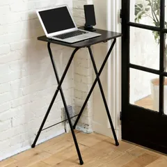 【在庫セール】完成品 スタンディングデスク サイドテーブル ダークブラウン/ブラック 幅50×奥行52cm 傷・汚れ・水分・熱に強い天板 RYST5040H90(DBRB) 高さ90 (スタンディングデスク) テレワーク 折りたたみテーブル 山善(YAMAZE
