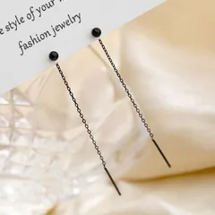 ピアス レディース 18K 金属アレルギー対応 揺れる シルバー925 ゴールド ブラック ボール アメリカンピアス チェーン 仕事 プレゼント シンプル