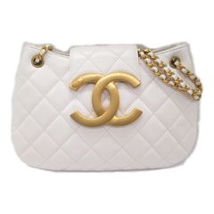 シャネル CHANEL ショルダーバッグ ホーボーバッグ ショルダーバッグ ホワイト ラムスキン（羊革） ホーボーバッグ レディース Used A