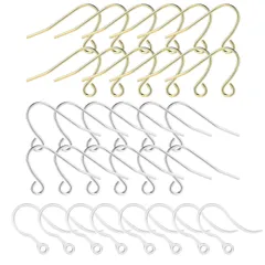 【激安セール】サージカルステンレス 樹脂 ピアス フック パーツ アレルギー対応 ジュエリー用 パーツ DIY材料 手作り 3種100個セット（ ゴールド シルバー クリア）