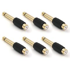 新品 VCE 6.35mmオス to RCAメス変換アダプター 6個セット 6.35mmモノラル ピンプラグ 金メッキコネクタ