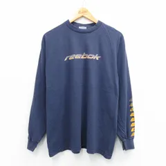 L/古着 リーボック 長袖 ビンテージ Tシャツ メンズ 00s ビッグロゴ コットン クルーネック 紺 ネイビー spe 25aug02 中古
