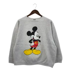 90年代 USA製 Disney ディズニー MICKEY UNLIMITED ミッキーマウス スウェット キャラクター グレー (メンズ XL) 中古 古着 Q2014