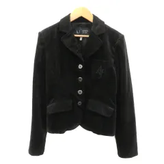 アルマーニ ジーンズ ARMANI JEANS テーラードジャケット ミドル丈 総裏地 シングルボタン 6 M 黒 ブラック /YK16のサムネイル