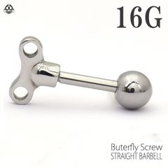 ボディピアス 16G バタフライネジ ストレートバーベル 舌ピアス 軟骨ピアス ロブピアス ステンレスピアス