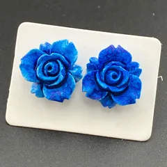 【新品】樹脂ピアス 両耳セット 金属アレルギー対応 樹脂キャッチ付 ◆大きめ 花 フラワー ブルー ブラウン パープル ピンク 可愛い  チャーム◆ワンポイント スタッドピアス◆ 樹脂ポスト 軽量 シンプル デザイン