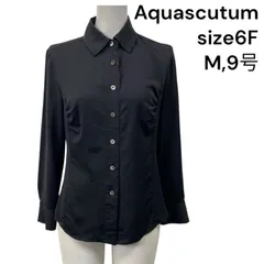 ◆アクアスキュータム Aquascutum シャツ ブラウス 長袖 黒 ブラック 6F、M、9号 レディース S5U232のサムネイル