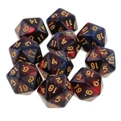Yourandoll 10個 多面体ダイス D20サイコロ 20面ダイス Dungeons and Dragons 、DND、 TRPG、 MTG サイコロなどテーブルゲーム用 (レッド ブルー)