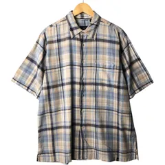 古着 IZOD JEANS チェック柄 半袖 リネン×コットンシャツ ボックスシャツ メンズL相当/eaa567942