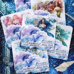 ST262 シール 人物 女性 人魚 マーメイド フレークシール PET コラージュ 素材 コラージュ シール コラージュシール コラージュ素材 ステッカー 紙もの 手帳 日記 ジャンクジャーナル 海外 紙モノ 紙物