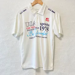 (^w^)b Kaepa U.S.A ケイパ ドライ ハーフボタン 半袖 ポロシャツ スポーティ ゴルフ golf 爽やか カジュアル ロゴプリント 夏 トップス ホワイト 白 メンズ 男性 サイズ Mのサムネイル