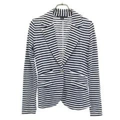 ARMANI EXCHANGE アルマーニエクスチェンジ ボーダー 長袖 ラペル カーディガン XS ホワイト レディース 古着のサムネイル