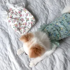 犬服　小花柄　キャミソール　フリル付き　【XSサイズ・Sサイズ・Mサイズ】