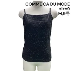 □コムサ・デ・モード COMME CA DU MODE キャミソール カットソー 刺繍 黒 9、M、9号 レディース S5T131