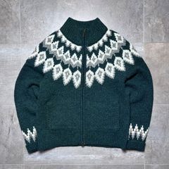 L.L.Bean  フルジップニット Ssize グリーン 緑 ノルディックセーター ジップアップ エルエルビーン レディース  ニット
