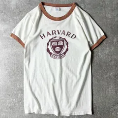 80s USA製 Champion HARVARD 2段 染み込み カレッジ ロゴ プリント 半袖 リンガー Tシャツ M / 80年代 チャンピオン ビンテージ アメリカ製