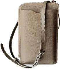 masamilk 本革スマホポーチ スマホショルダー スマホポシェット 牛革 お財布ショルダー ミニバッグ レディース(グレー)