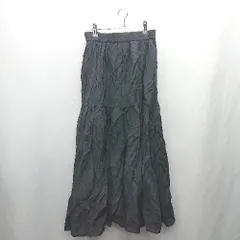 ◇ Θ Discoat ウエストゴム サテン生地 ワッシャー加工 ロング丈 ティアード スカート サイズF ネイビー レディース E  【1502030020786】のサムネイル