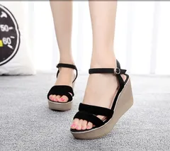 ウェッジソール サンダル 厚底 ウェッジサンダル 21.5cm ストラップサンダル ヒール8cm ガーリー アンクルベルト ベルト ハイヒール サンダル 美脚 アンクルストラップ ストラップ オシャレ 夏 可愛い di587s1