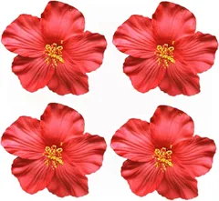 新品 4個 レッド 8cm ハワイアン フラワー ヘアクリップ レディース ガールズ ファッション ボヘミアン フラワー ヘアアクセサリー ダンサー ブライダル ウェディング ビーチ パーティー
