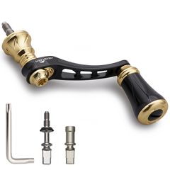 新品 (881) (ブラック＆ゴールド) Series Arch 用 スピニングリール 通用 ダイワ シマノ 搭載 ノブ アルミ 19mm ハンドル リール 45-50mm可変 HEIGHTEN