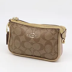良品 コーチ ブラウン×ゴールド シグネチャー 小物入れ メイクポーチ 2000000 NSK OMI
