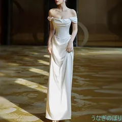 ウエディングドレス ロングドレス 二次会 タイトドレス 花嫁 パーティドレス 結婚式 ウェディグドレス 白ワンピース リゾートウエディング 前撮り オフショルダー 韓国風 シンプル 0943