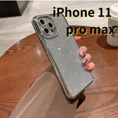 【SHOPS】iPhone11 pro max スマホケース 銀 ラメ キラキラ ラインストーン シンプル 軽量 おしゃれ かわいい E028