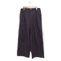 グリーンレーベルリラクシング ユナイテッドアローズ green label relaxing チェック タック ワイドパンツ ウール混 36 グレー 灰 /FT5