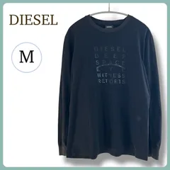 DIESEL ディーゼル ロングスリーブTシャツ ロゴパッチ ブラック 黒 M 長袖カットソー ロンT メンズ