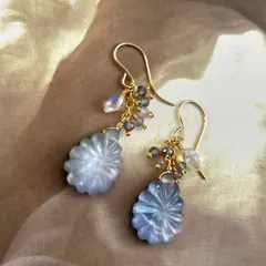 ラピスクリスタルのピアス　ブルームーンストーン・スピネル・ラピスクリスタル　14kgf　天然石ピアス　ハンドメイドピアス　イヤリング