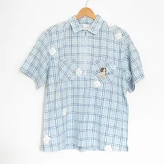 #spc カールヘルム KarlHelmut 半袖シャツ M 水色 チェック柄 ハーフジップ メンズ [709731]