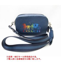 ※併売商品※◆中古美品◆COACH【コーチ】ショルダーバッグ レザー ネイビー ロゴ レディース　M892