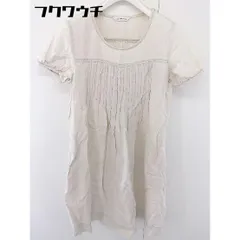 ◇ ◎ bulle de savon ビュル デ サボン リネン100% 半袖 膝丈 ワンピース サイズF ライトベージュ レディース  【中古】 【1111100002753】のサムネイル