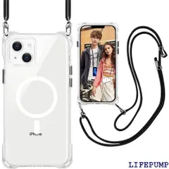 MagSafe対応 iPhone 16 Pro Max用 ケースクリア ストラップ ショルダー マグネット搭載 HILEGENERアイフォン16 プロ マックスカバー 縦/横 2WAY肩掛け 斜めかけケース 長さ調整可能 ブラック縄掛け付 x-クリア 3016