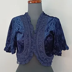 【未使用 タグ付き】 axes femme アクシーズファム　М サイズ　バックデザイン ベロア ボレロ　ネイビー