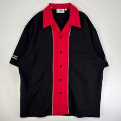 古着  Cruisin USA 半袖シャツ ボーリング レーヨン 刺繍 肉厚 L  ブラック ツートン メンズ