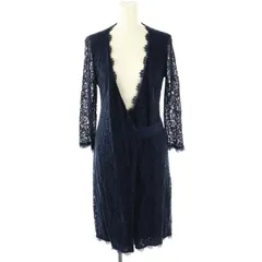 ダイアンフォンファステンバーグ DIANE von FURSTENBERG レースラップワンピース 長袖 膝丈 6 ネイビー /DO ■OSのサムネイル