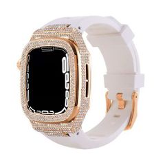 アップルウォッチバンド（Apple Watchバンド）ラグジュアリーメタルバンド【ローズゴールド×ホワイトベルト】44mm/45mm対応 [BELTIES]