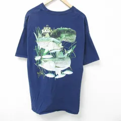 XL/古着 半袖 Tシャツ メンズ 大きいサイズ コットン クルーネック 紺 ネイビー 25jun05 中古