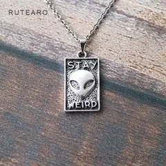 変わり者でいてほしいと願う宇宙人のネックレス ― UFO 宇宙人 ネックレス ペンダント アクセサリー プレゼント プチギフト グッズ 雑貨 英語 お守り グレイ ― 000830