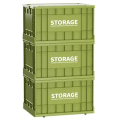 【即日発送】折りたたみ式 大容量 コンテナボックス 蓋付き キャスター付き おしゃれ 収納ボックス プラスチックケース クローゼット 押入れ 衣類 おもちゃ 布団 書類 漫画収納 アウトドア キャンプ用(Lサイズ3個：52*37.5*30cm58L)