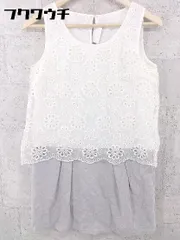 ◇ Another Edition 刺繍 切替 ノースリーブ ミニ ワンピース オフホワイト グレー レディース 【中古】 【1002801155025】