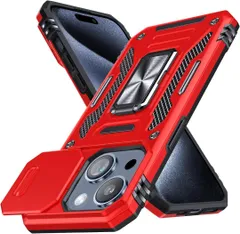 iPhone 15 用 ケース リング付き スライド式カメラプロテクター付き 衝
