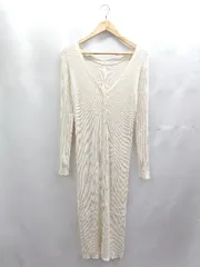 ◇ ⊇ ROYAL PARTY ロイヤルパーティー フロントボタン 長袖 膝下丈 ワンピース サイズF アイボリー系 レディース E  【1503310013276】