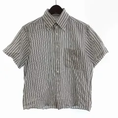 バーバリー ロンドン BURBERRY LONDON シャツ ボタンダウン 半袖 ストライプ コットン 白系 ホワイト系 M ■GY09